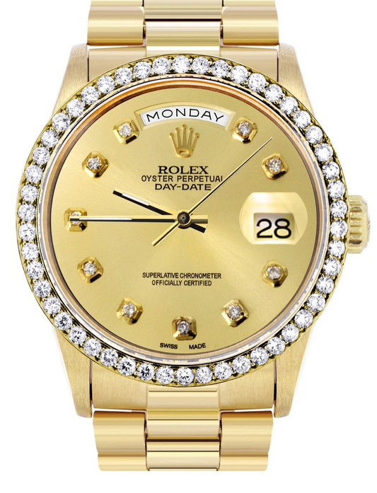 Rolex Day-Date | Presidential | 18K Yellow Gold | Diamond Bezel | Gold Diamond Dial